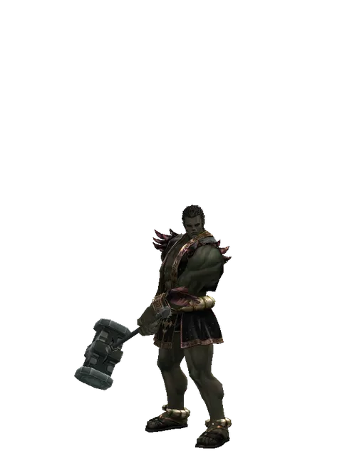 Titan Hammer on a male Orc fighter, front view