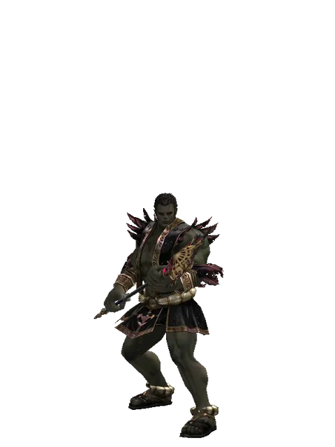Vesper Staff on a male Orc fighter, front view