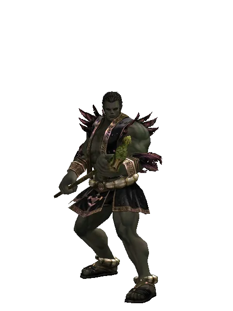 Willow Staff on a male Orc fighter, front view