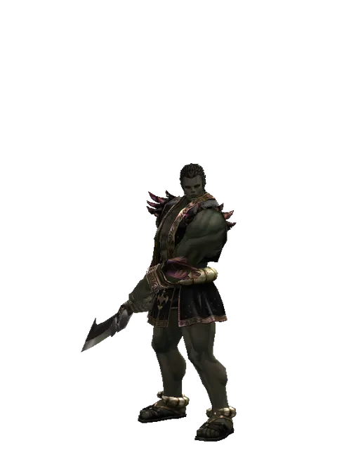 Enhanced Ancient Legacy Sword on a male Orc fighter, front view