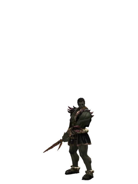 Flamberge on a male Orc fighter, front view