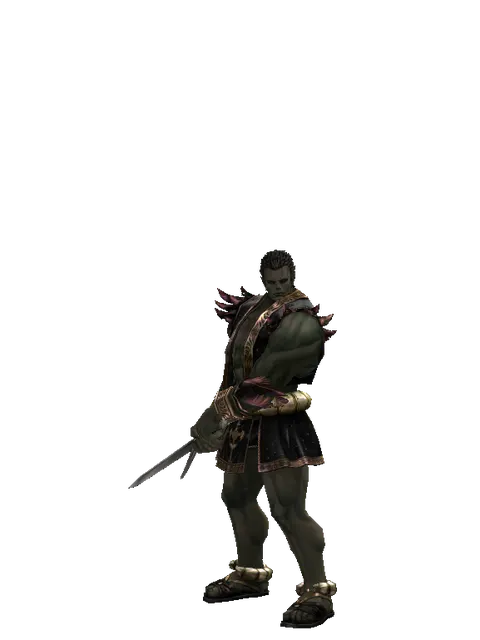 Old Knight's Sword on a male Orc fighter, front view