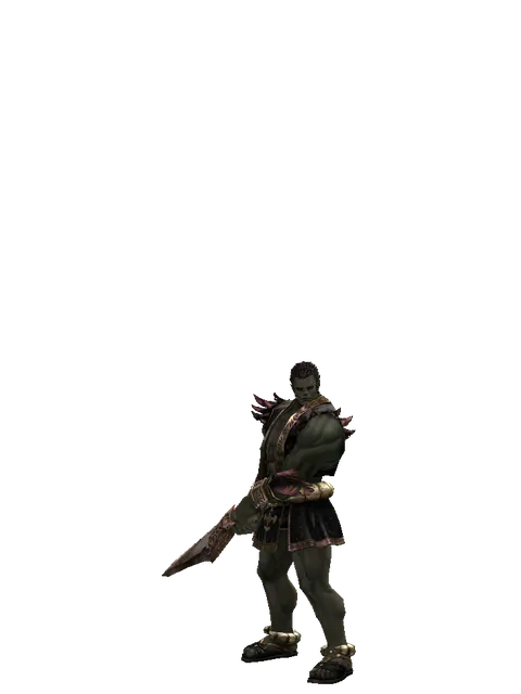 Pa'agrian Sword on a male Orc fighter, front view