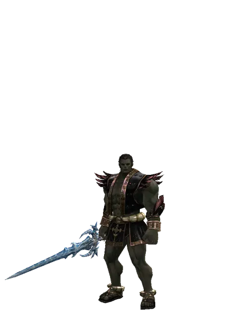 Sirra's Blade on a male Orc fighter, front view
