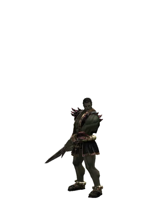 Steel Sword on a male Orc fighter, front view