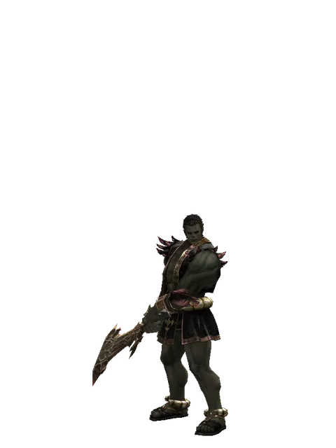 Sword of Ipos on a male Orc fighter, front view