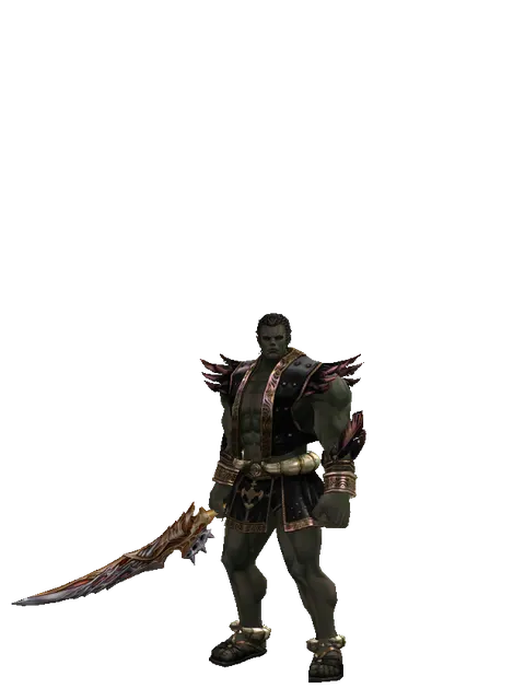 Themis' Tongue on a male Orc fighter, front view