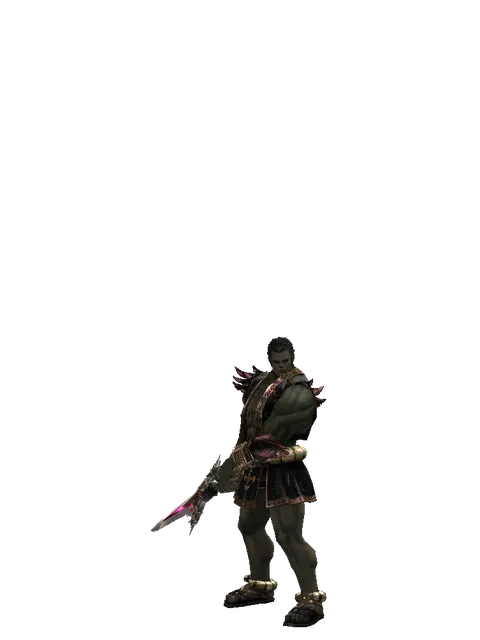 Vesper 2h Sword on a male Orc fighter, front view