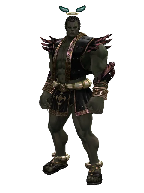 Angel Halo (?) on a male Orc fighter, front view