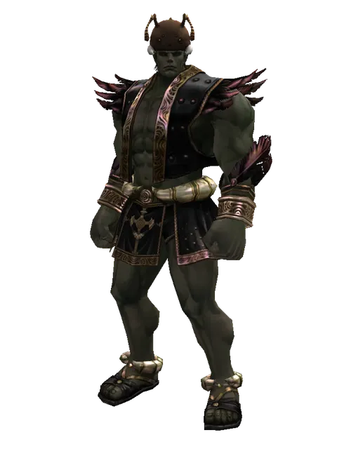 Ant Hat on a male Orc fighter, front view