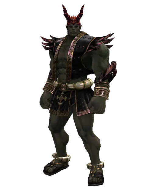 Devil's Horn on a male Orc fighter, front view