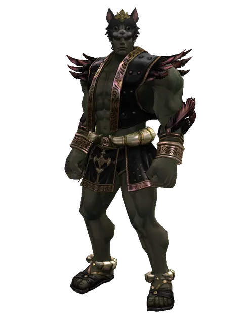 Feline King Hat on a male Orc fighter, front view