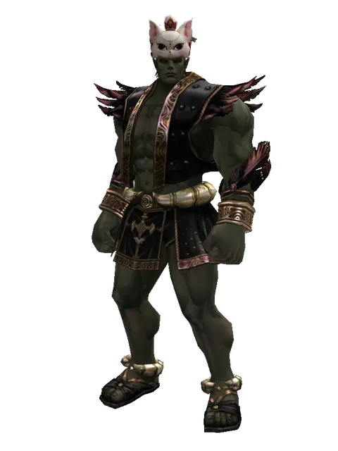 Feline Queen Hat on a male Orc fighter, front view