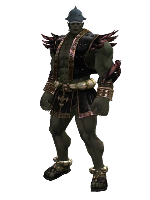 Fish Hat on a male Orc fighter, front view