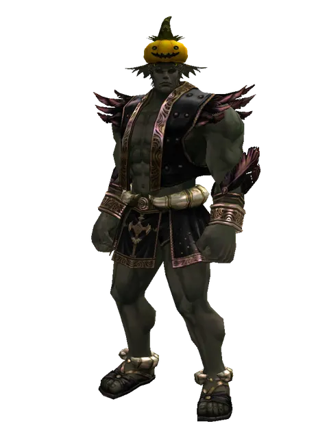 Halloween Hat on a male Orc fighter, front view