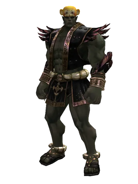 Monkey Hat on a male Orc fighter, front view