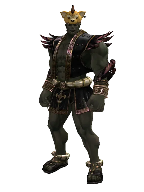 Ol Mahum Hat on a male Orc fighter, front view