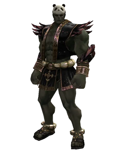 Panda Hat on a male Orc fighter, front view