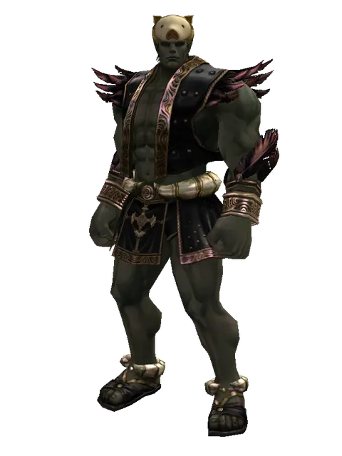Piggy Hat on a male Orc fighter, front view