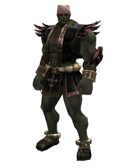 Pig Hat on a male Orc fighter, front view