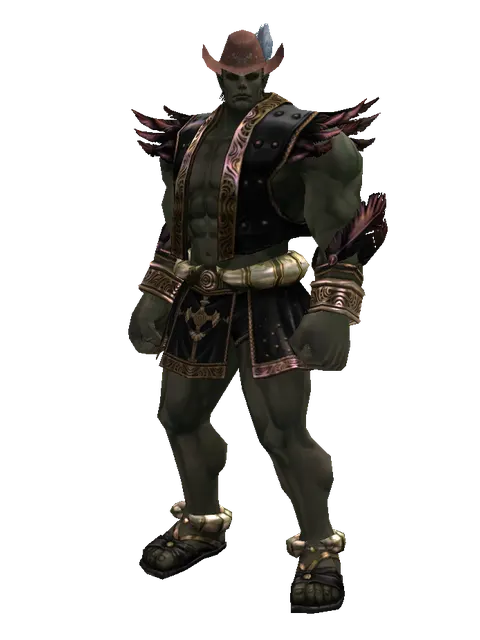 Romantic Chapeau on a male Orc fighter, front view