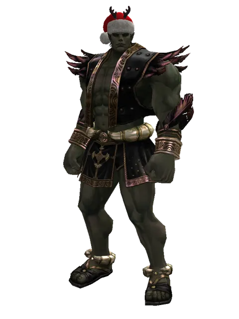 Santa's Antlers on a male Orc fighter, front view