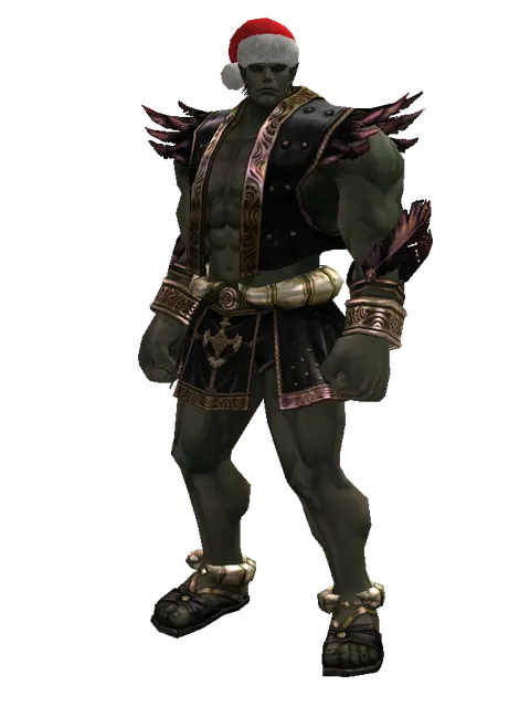 Santa's Hat on a male Orc fighter, front view