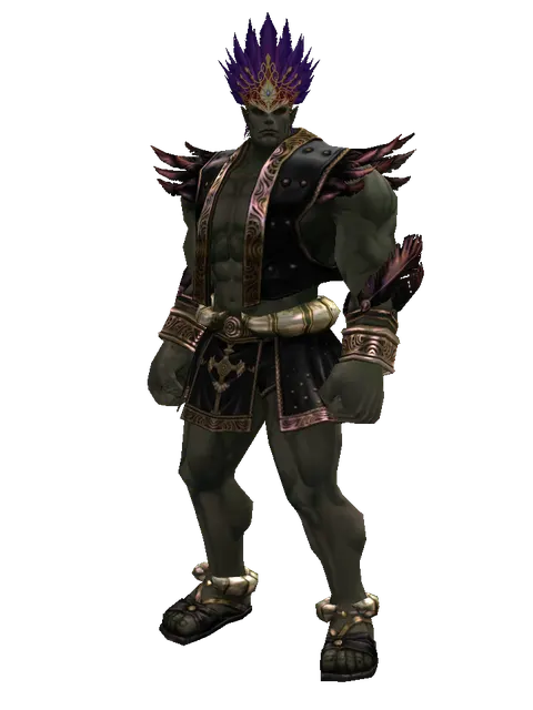 Sophisticated Carnival Hat (?) on a male Orc fighter, front view