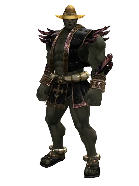 Straw Hat on a male Orc fighter, front view