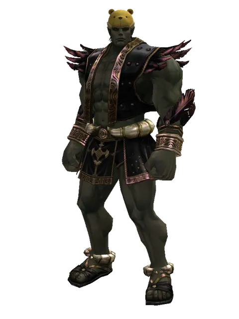 Teddy Bear Hat on a male Orc fighter, front view
