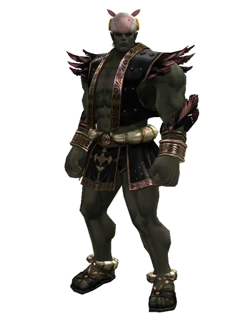 White Sheep Hat on a male Orc fighter, front view