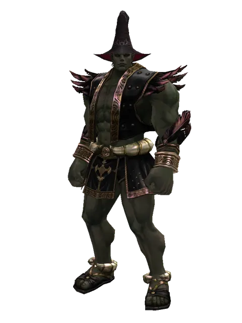 Wizard Hat on a male Orc fighter, front view