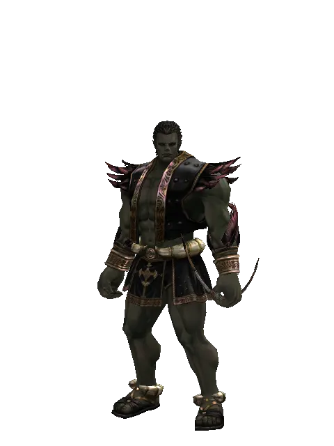 Apprentice Adventurer's Bow on a male Orc fighter, front view