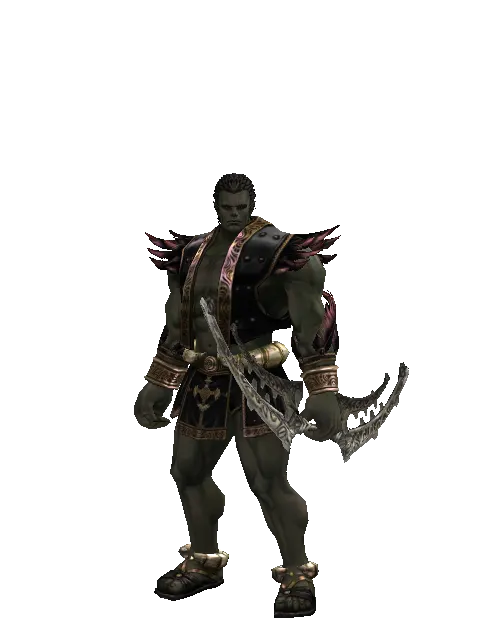 Bow of Peril on a male Orc fighter, front view