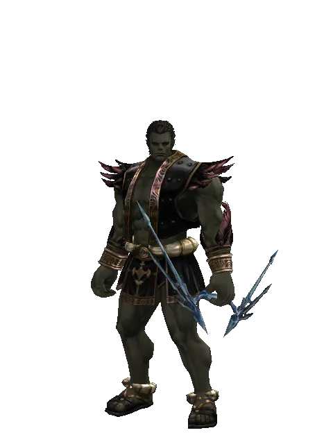 Crystallized Ice Bow on a male Orc fighter, front view