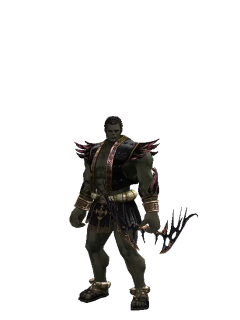 Dark Elven Bow on a male Orc fighter, front view