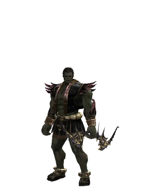 Dark Elven Long Bow on a male Orc fighter, front view