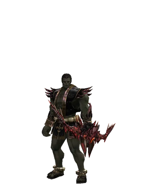 Draconic Bow on a male Orc fighter, front view