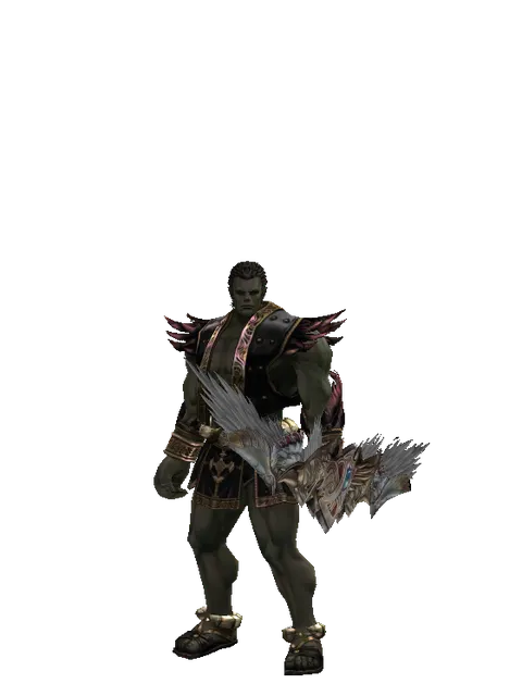 Dynasty Bow on a male Orc fighter, front view