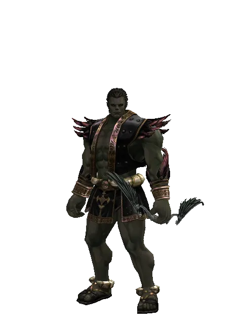 Elven Bow on a male Orc fighter, front view