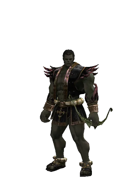 Hunting Bow on a male Orc fighter, front view