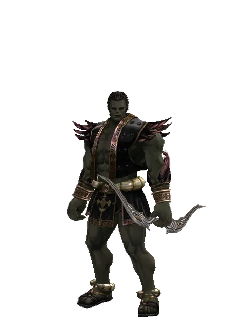Long Bow on a male Orc fighter, front view