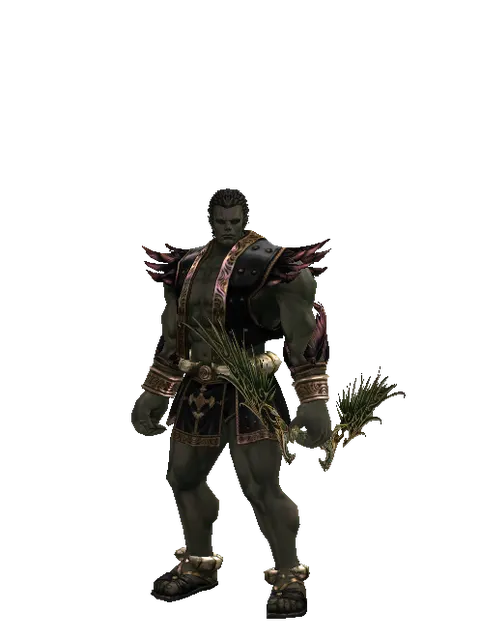 Noble Elven Bow on a male Orc fighter, front view