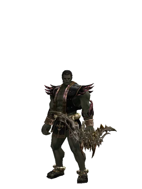 Shyeed's Bow on a male Orc fighter, front view