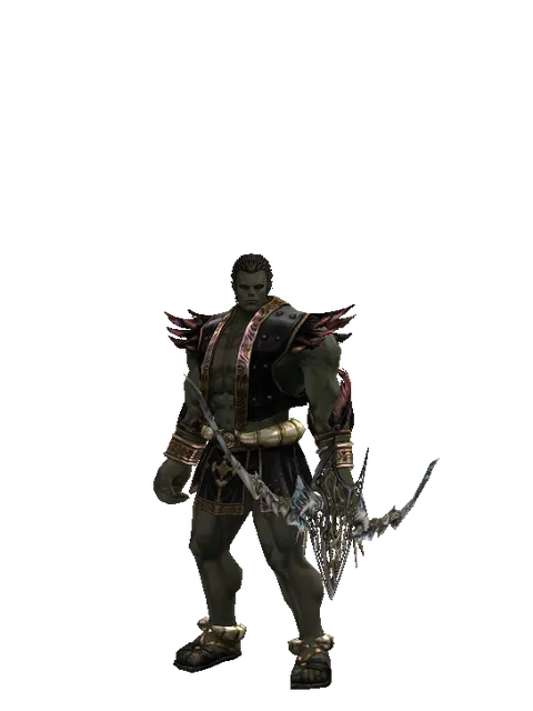 Soul Bow on a male Orc fighter, front view