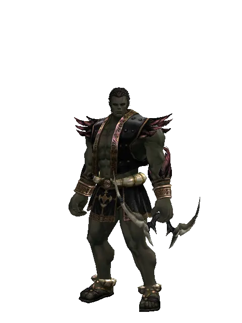 Strengthened Bow on a male Orc fighter, front view