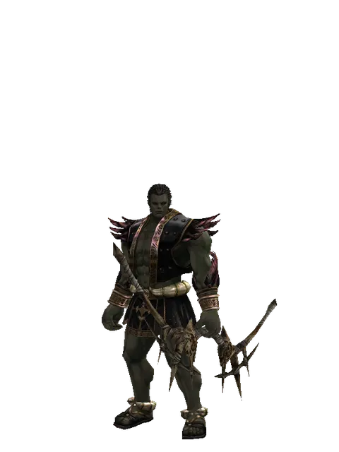 Strengthened Long Bow on a male Orc fighter, front view
