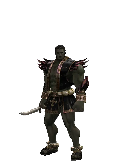 Apprentice Adventurer's Knife on a male Orc fighter, front view
