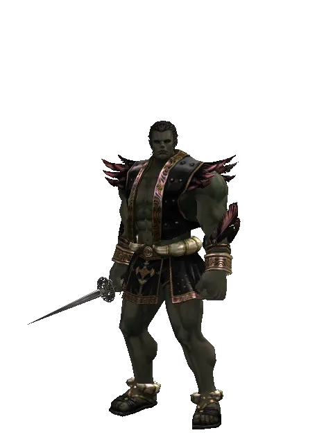 Assassin Knife on a male Orc fighter, front view