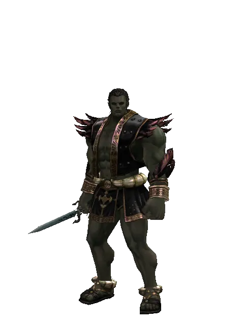 Crafted Dagger on a male Orc fighter, front view